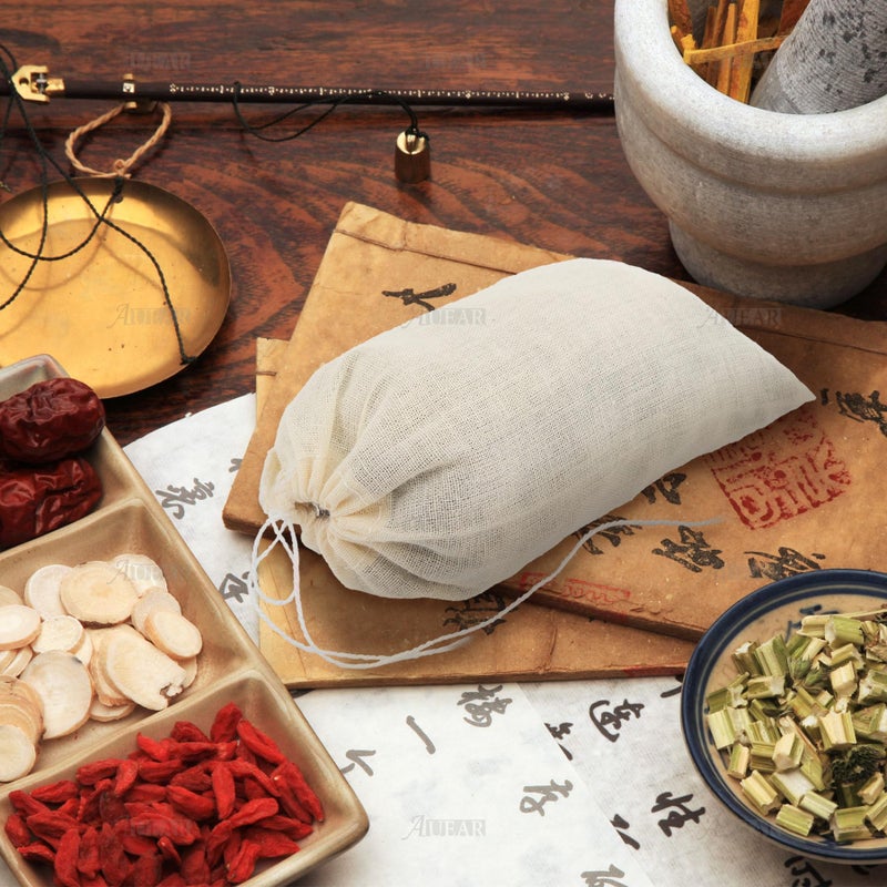 AUEAR, Reusable Drawstring Cotton Soup Bags Coffee Chinese Medicine Tea Bag Brew Straining Herbs Cheesecloth Bone Broth Gravy Stew (12 Pack, 4"x6") - Image 4